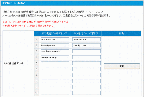 送受信アドレス設定